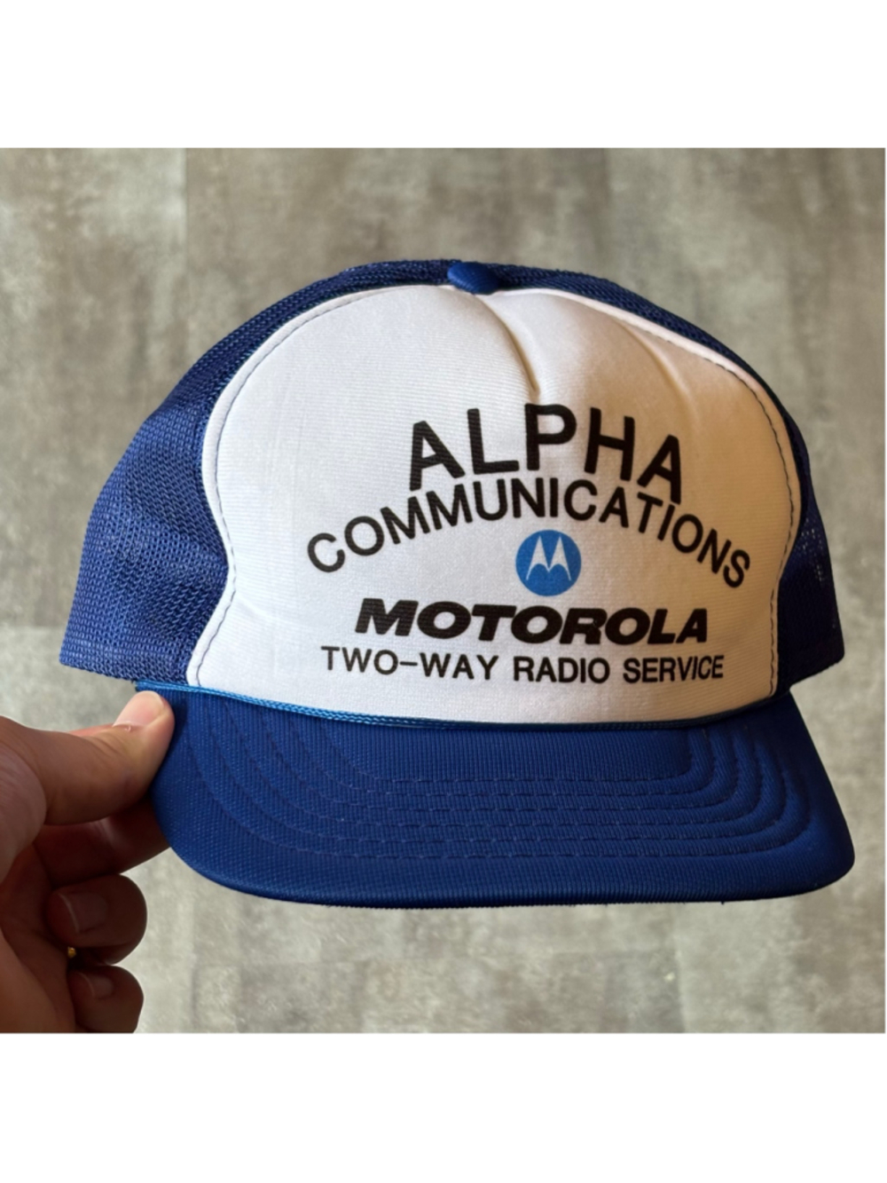 Vintage Alpha Communications Motorola Tech SnapBack Hat